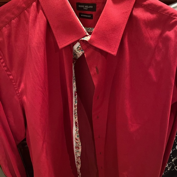 Beautiful Italian fashion dress shirt size 16.5. Red in color with such style. - Picture 4 of 6